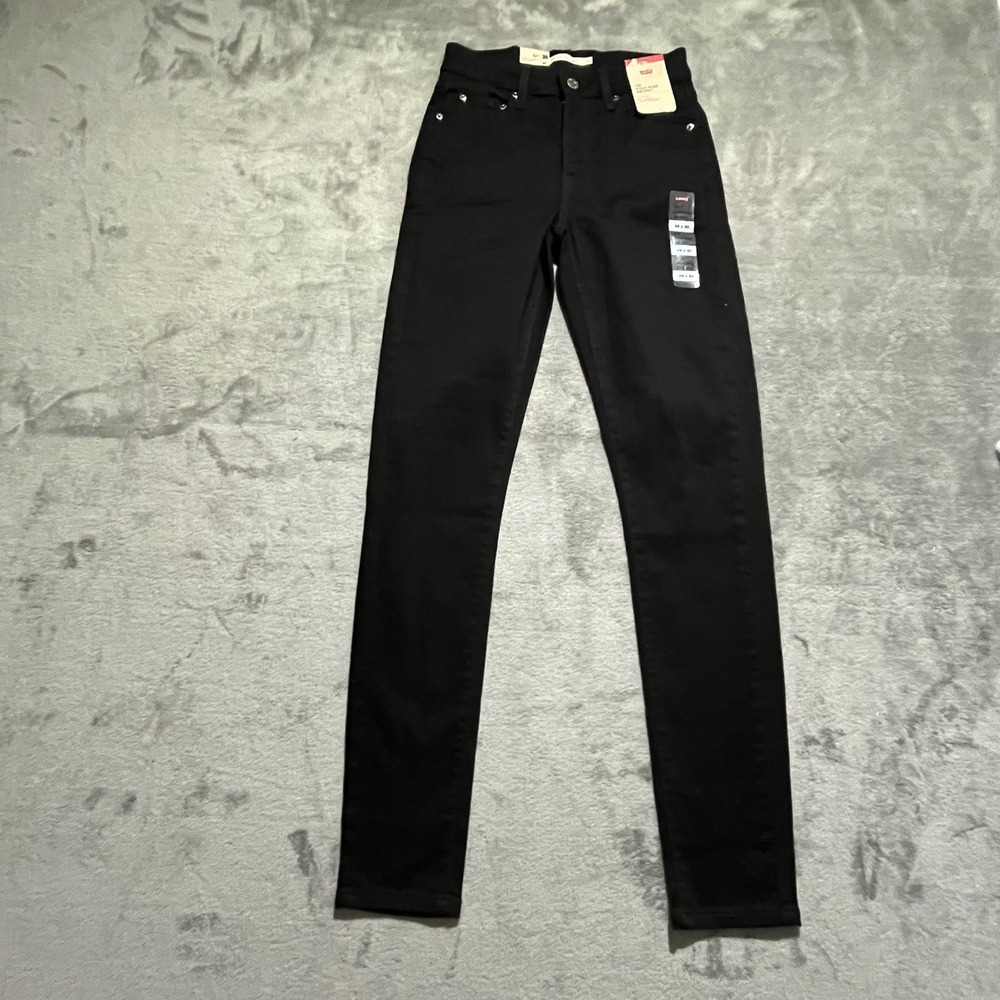 Levi's 721 High Rise Skinny Jeans Womens 26 Black Denim Stretch 18882-0024